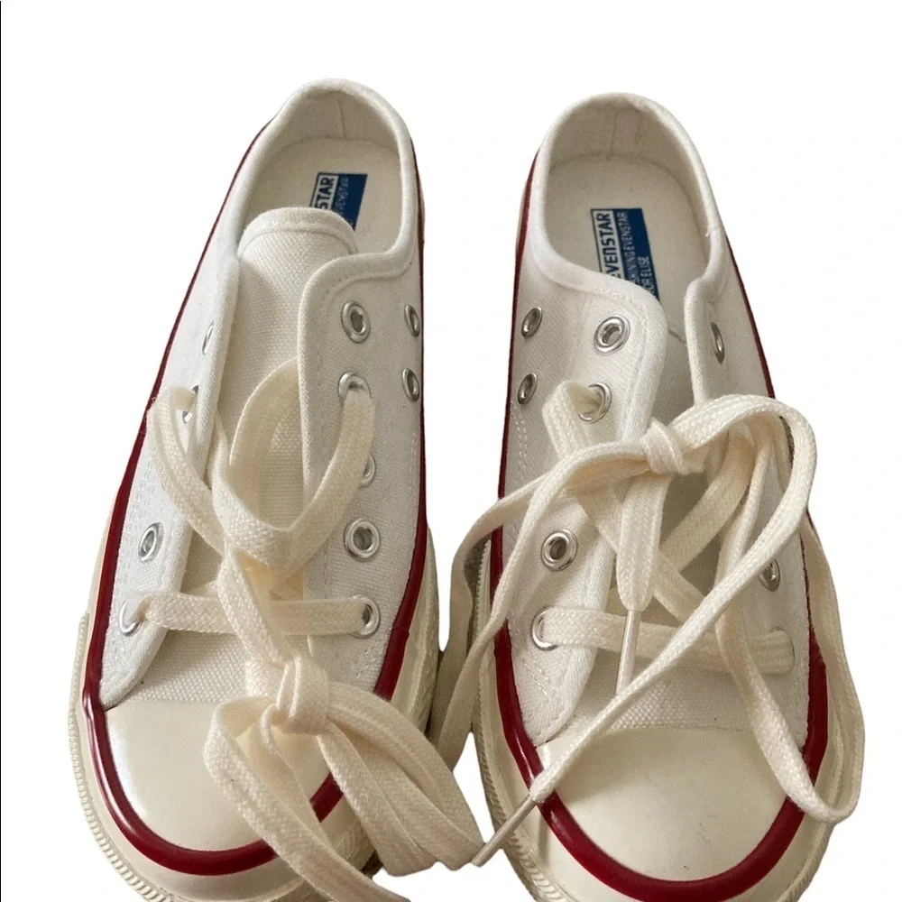 Lace Up White Canvas Slip On Casual Summer Outdoor Shoes Size 37 BNWT